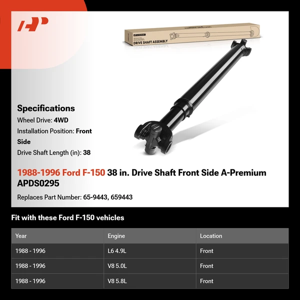 1988-1996 Ford F-150 38 in. Drive Shaft Front Side A-Premium APDS0295