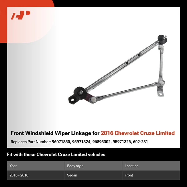 Front Windshield Wiper Linkage for 2016 Chevrolet Cruze Limited