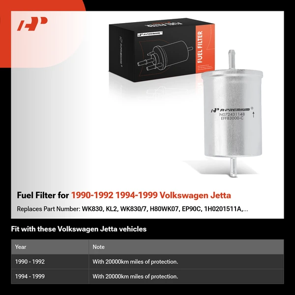 Fuel Filter for 1990-1992 1994-1999 Volkswagen Jetta