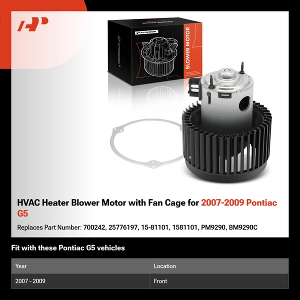 HVAC Heater Blower Motor with Fan Cage for 2007-2009 Pontiac G5