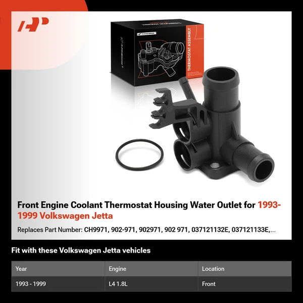 Front Engine Coolant Thermostat Housing Water Outlet for 1993-1999 Volkswagen Jetta