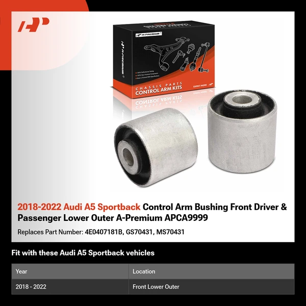 2018-2022 Audi A5 Sportback Control Arm Bushing Front Driver & Passenger Lower Outer A-Premium APCA9999