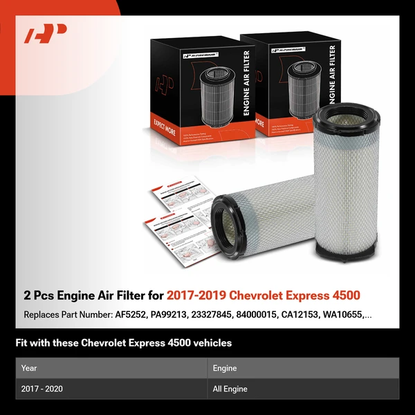 2 Pcs Engine Air Filter for 2017-2019 Chevrolet Express 4500