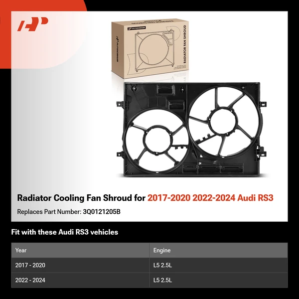 Radiator Cooling Fan Shroud for 2017-2020 2022-2024 Audi RS3