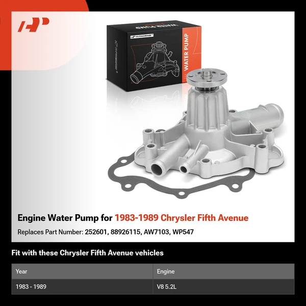 Engine Water Pump for 1983-1989 Chrysler Fifth Avenue