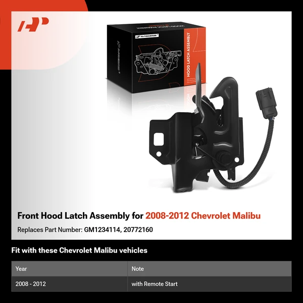 Front Hood Latch Assembly for 2008-2012 Chevrolet Malibu