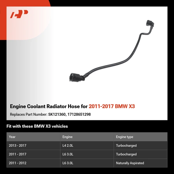 Engine Coolant Radiator Hose for 2011-2017 BMW X3