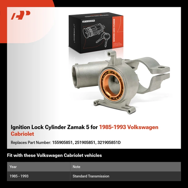 Ignition Lock Cylinder Zamak 5 for 1985-1993 Volkswagen Cabriolet