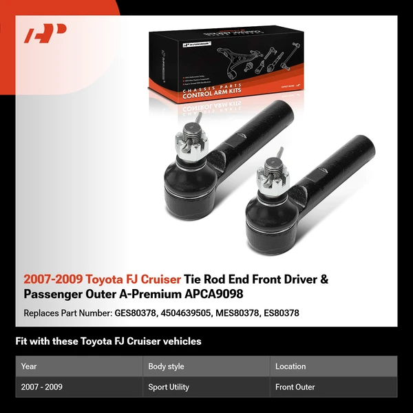 2007-2009 Toyota FJ Cruiser Tie Rod End Front Driver & Passenger Outer A-Premium APCA9098