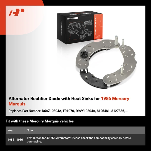 Alternator Rectifier Diode with Heat Sinks for 1986 Mercury Marquis