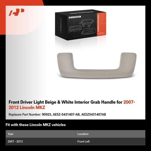 Front Driver Light Beige & White Interior Grab Handle for 2007-2012 Lincoln MKZ