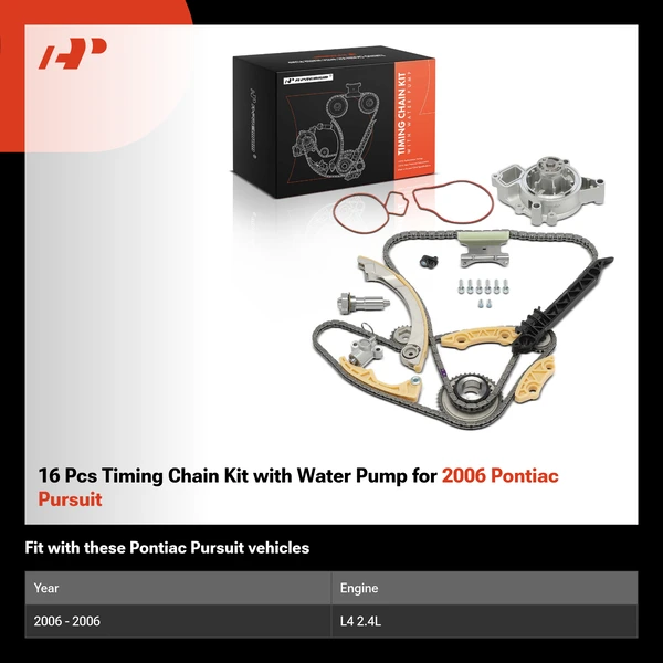 16 Pcs Timing Chain Kit with Water Pump for 2006 Pontiac Pursuit