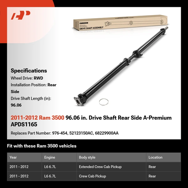 2011-2012 Ram 3500 96.06 in. Drive Shaft Rear Side A-Premium APDS1165