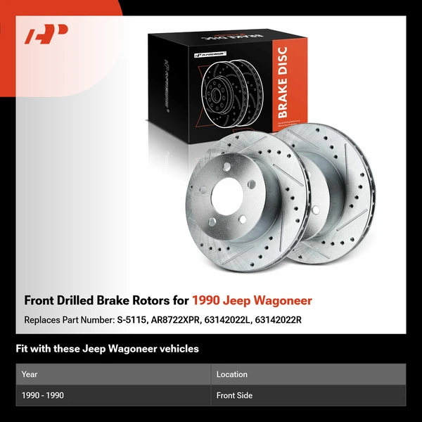 Front Drilled Brake Rotors for 1990 Jeep Wagoneer