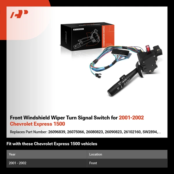 Front Windshield Wiper Turn Signal Switch for 2001-2002 Chevrolet Express 1500