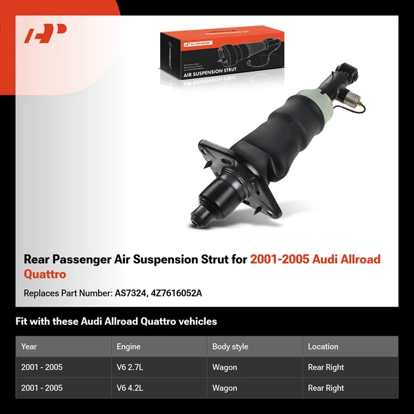 Rear Passenger Air Suspension Strut for 2001-2005 Audi Allroad Quattro