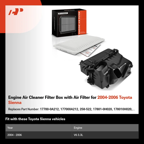 Engine Air Cleaner Filter Box with Air Filter for 2004-2006 Toyota Sienna