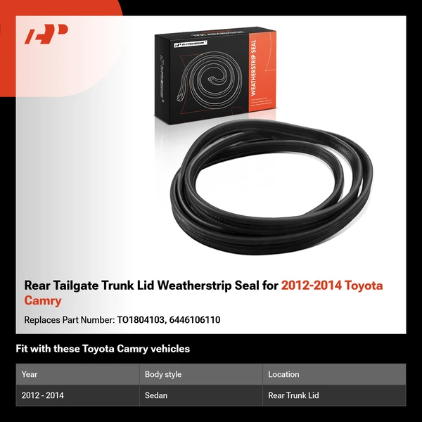 Rear Tailgate Trunk Lid Weatherstrip Seal for 2012-2014 Toyota Camry