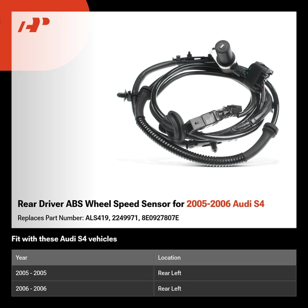 Rear Driver ABS Wheel Speed Sensor for 2005-2006 Audi S4