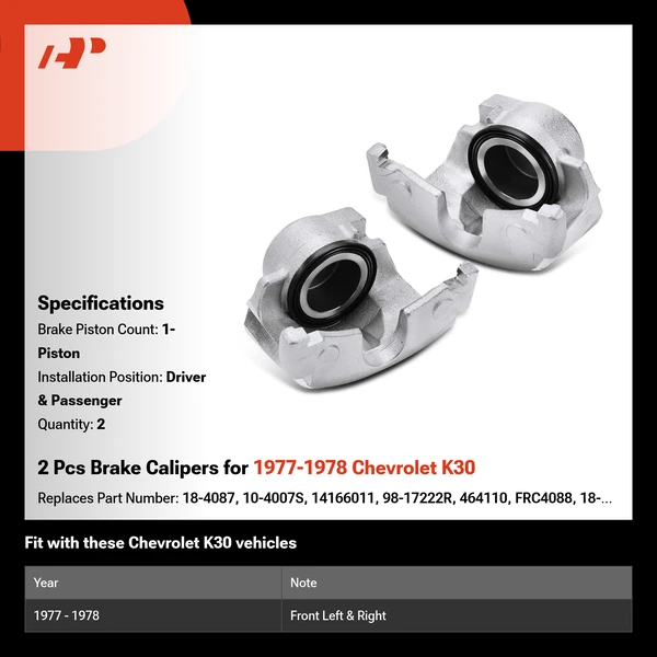 2 Pcs Brake Calipers for 1977-1978 Chevrolet K30