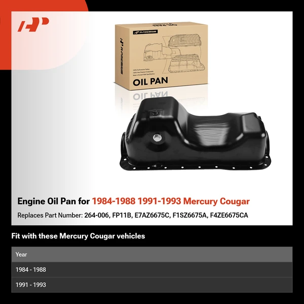 Engine Oil Pan for 1984-1988 1991-1993 Mercury Cougar
