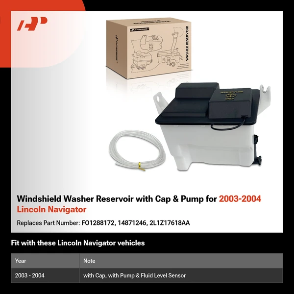 Windshield Washer Reservoir with Cap & Pump for 2003-2004 Lincoln Navigator