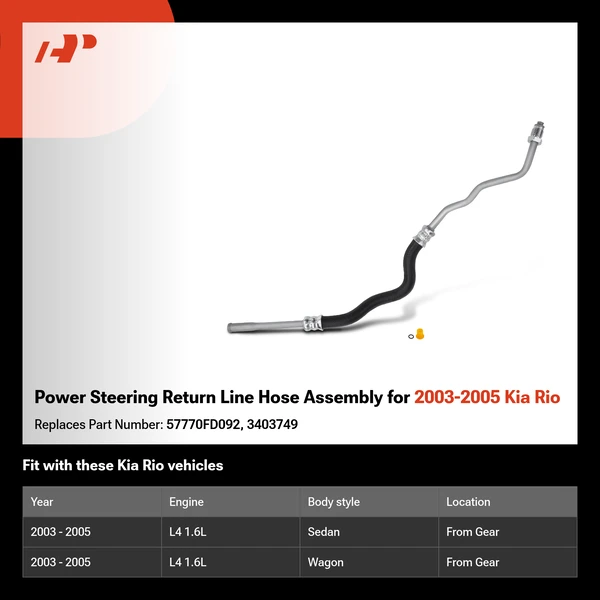 Power Steering Return Line Hose Assembly for 2003-2005 Kia Rio