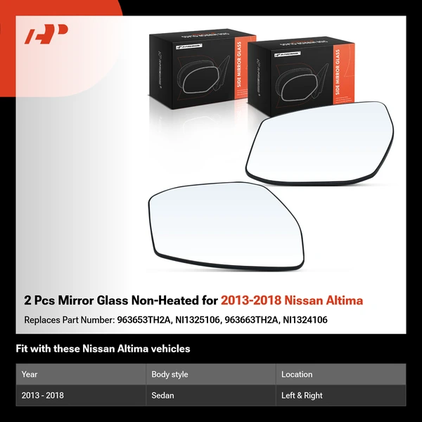 2 Pcs Mirror Glass Non-Heated for 2013-2018 Nissan Altima