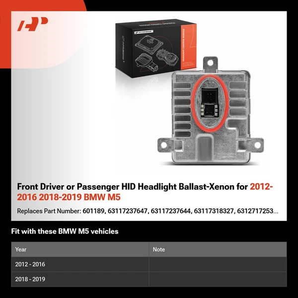 Front Driver or Passenger HID Headlight Ballast-Xenon for 2012-2016 2018-2019 BMW M5