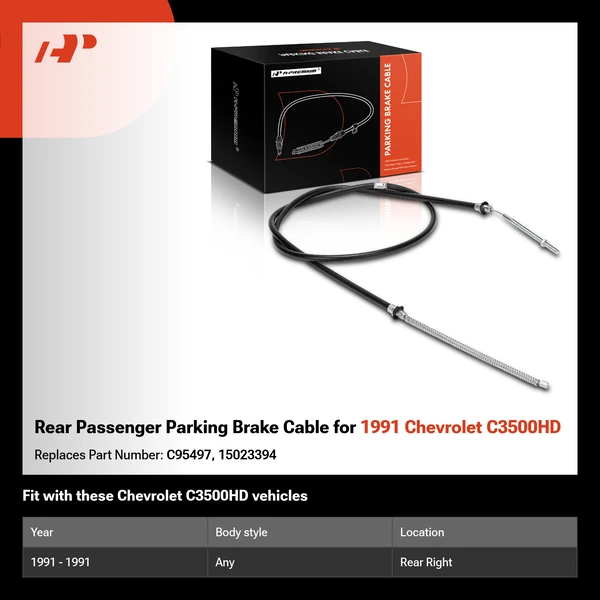 Rear Passenger Parking Brake Cable for 1991 Chevrolet C3500HD