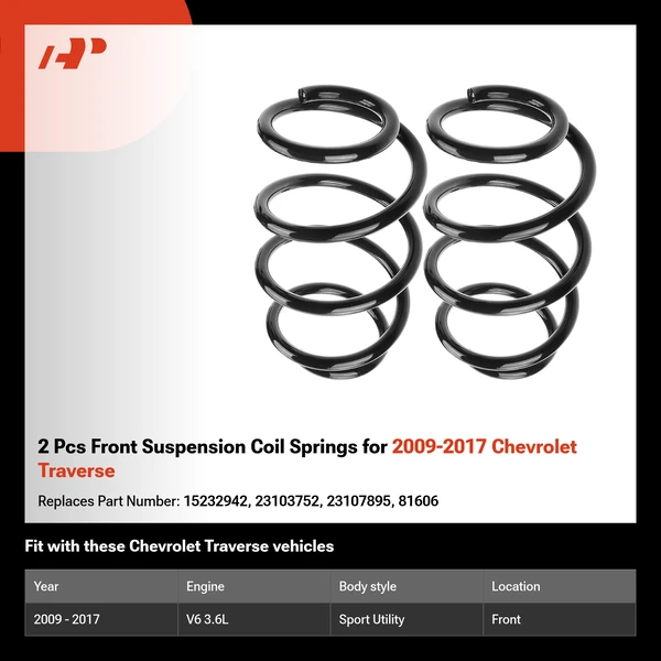 2 Pcs Front Suspension Coil Springs for 2009-2017 Chevrolet Traverse