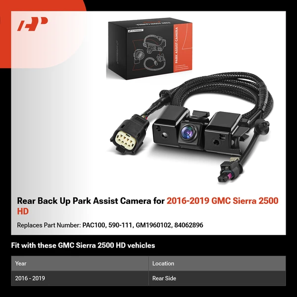 Rear Back Up Park Assist Camera for 2016-2019 GMC Sierra 2500 HD