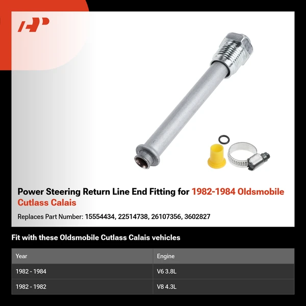 Power Steering Return Line End Fitting for 1982-1984 Oldsmobile Cutlass Calais