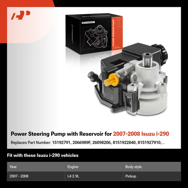Power Steering Pump with Reservoir for 2007-2008 Isuzu i-290