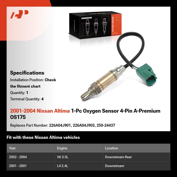 2001-2004 Nissan Altima 1-Pc Oxygen Sensor 4-Pin A-Premium OS175