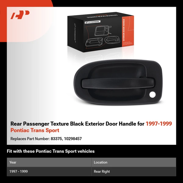Rear Passenger Texture Black Exterior Door Handle for 1997-1999 Pontiac Trans Sport