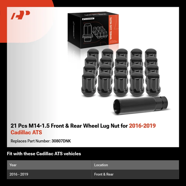 21 Pcs M14-1.5 Front & Rear Wheel Lug Nut for 2016-2019 Cadillac ATS