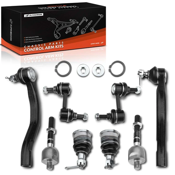 2003-2007 Honda Accord A Set of 8 Ball Joint Sway Bar Link and Tie Rod End Kit Front, Inner & Outer A-Premium APCA2324