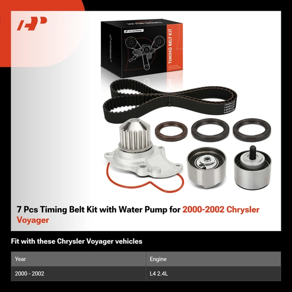 7 Pcs Timing Belt Kit with Water Pump for 2000-2002 Chrysler Voyager