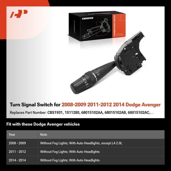 Turn Signal Switch for 2008-2009 2011-2012 2014 Dodge Avenger