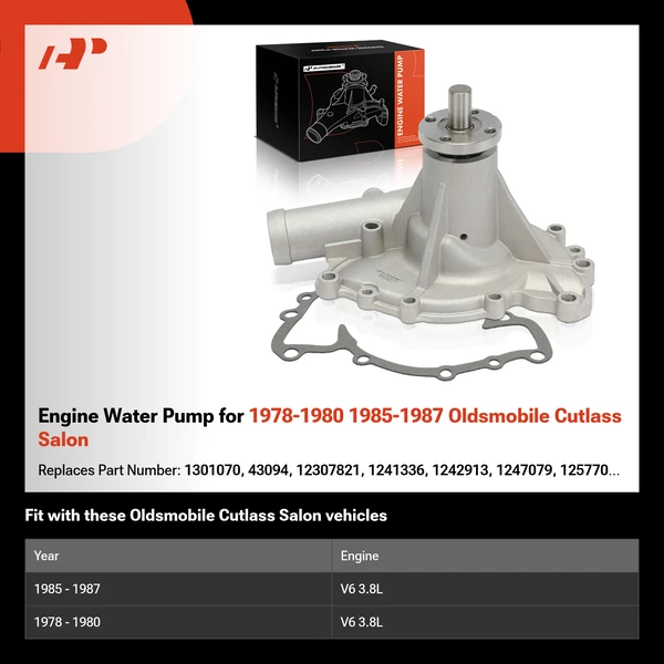 Engine Water Pump for 1978-1980 1985-1987 Oldsmobile Cutlass Salon