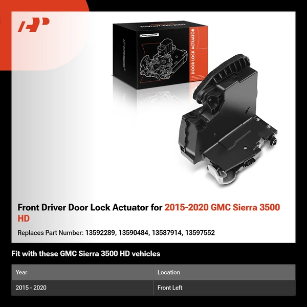 Front Driver Door Lock Actuator for 2015-2020 GMC Sierra 3500 HD