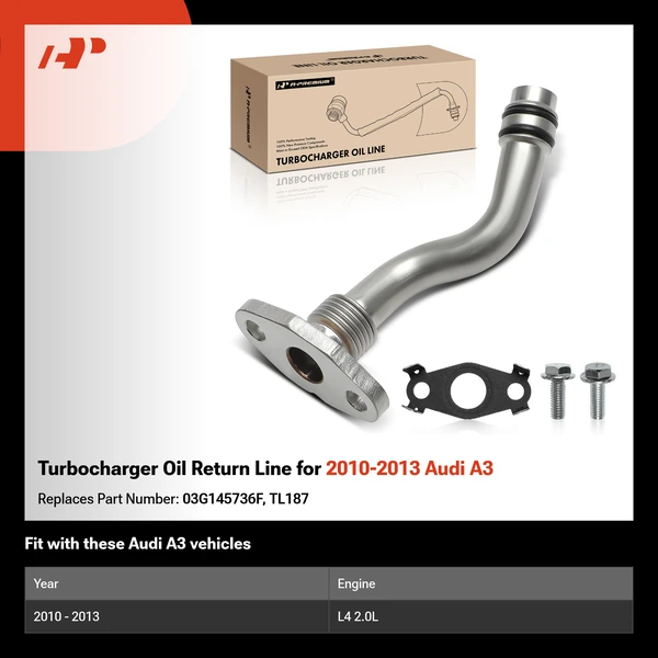 Turbocharger Oil Return Line for 2010-2013 Audi A3