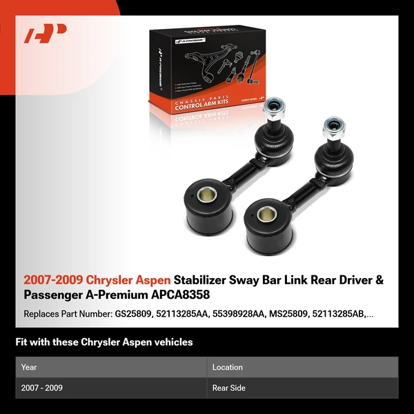 2007-2009 Chrysler Aspen Stabilizer Sway Bar Link Rear Driver & Passenger A-Premium APCA8358