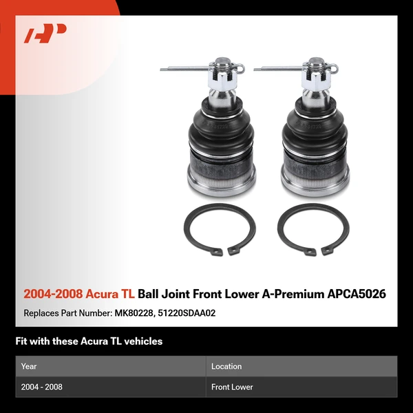 2004-2008 Acura TL Ball Joint Front Lower A-Premium APCA5026