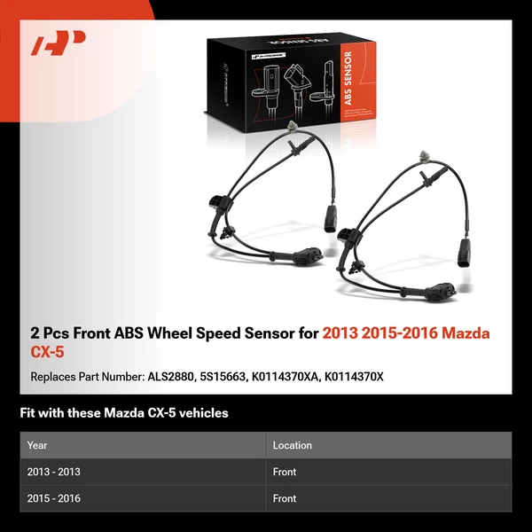 2 Pcs Front ABS Wheel Speed Sensor for 2013 2015-2016 Mazda CX-5