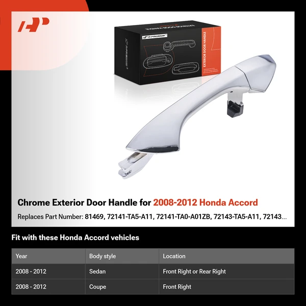 Chrome Exterior Door Handle for 2008-2012 Honda Accord