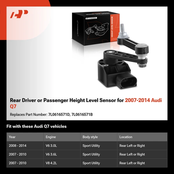 Rear Driver or Passenger Height Level Sensor for 2007-2014 Audi Q7
