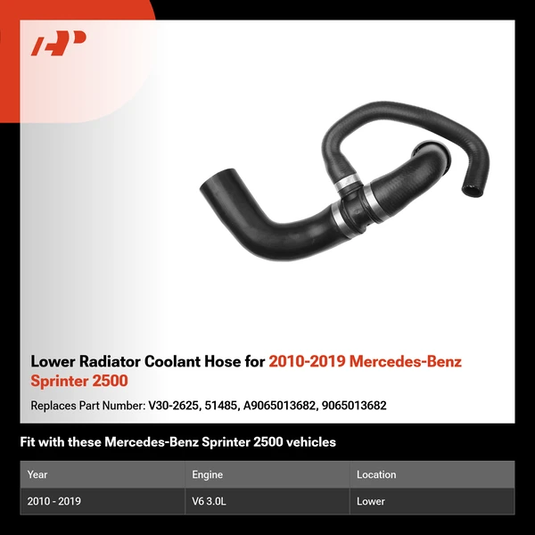 Lower Radiator Coolant Hose for 2010-2019 Mercedes-Benz Sprinter 2500