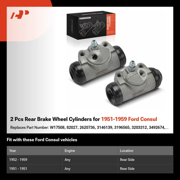 2 Pcs Rear Brake Wheel Cylinders for 1951-1959 Ford Consul
